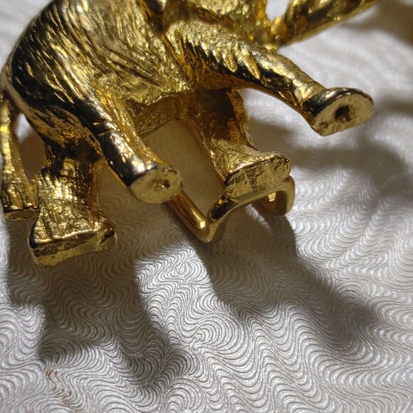 Mimi Di N 1972 Elephants Interlocking Statement Belt Buckles Vintage Gold Tone
